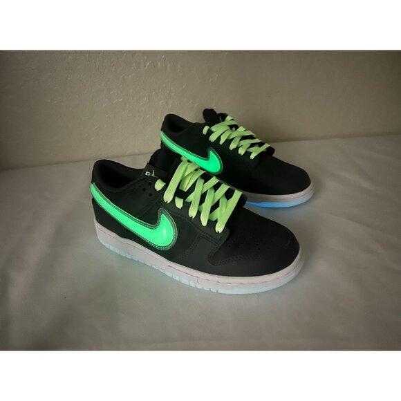 Nike Dunk Low BG Iron Grey Cool Grey Lime Ice Glow in Dark Youth 5.5Y/Woman 7 HQ - Picture 11 of 12